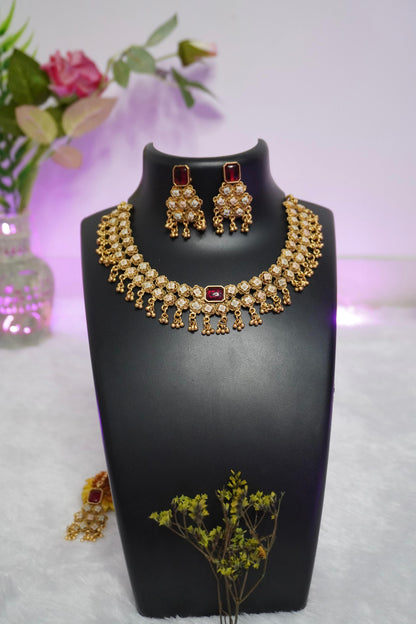 Meenakari Antique Gold Necklace AGM003