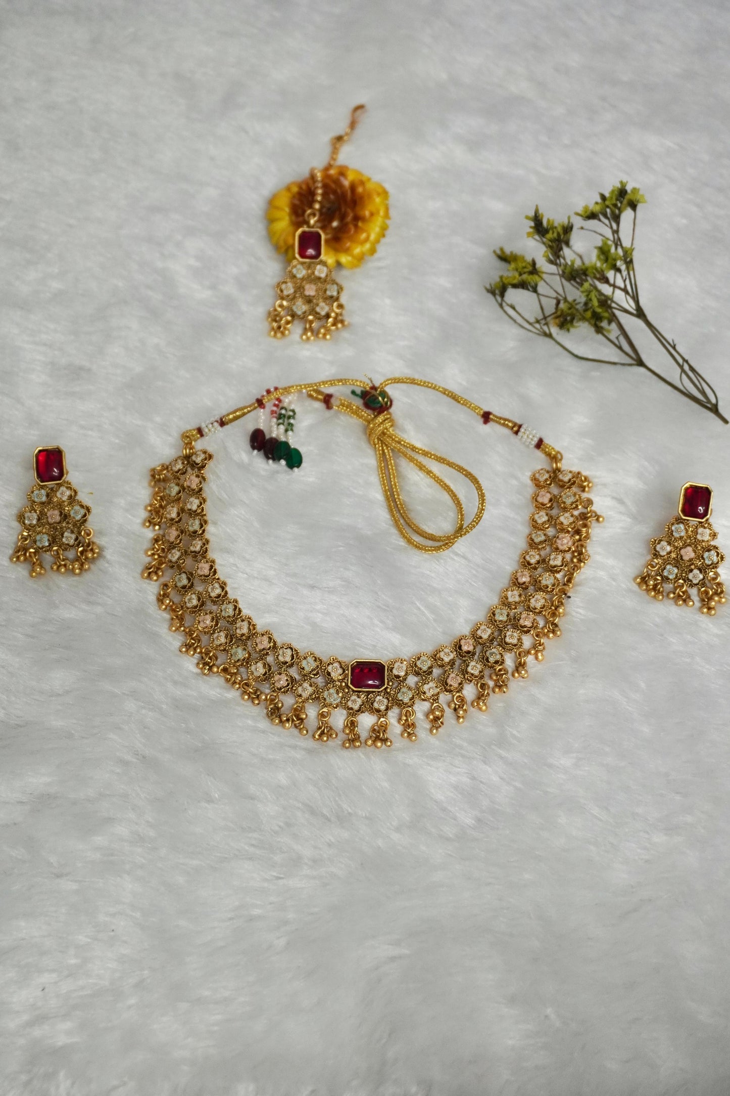 Meenakari Antique Gold Necklace AGM003