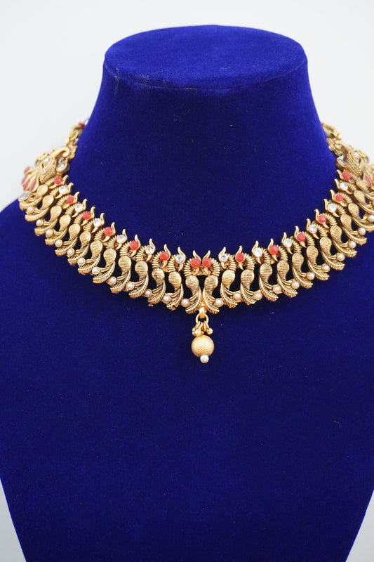 PEACOCK Antique Kundan Choker Necklace Set