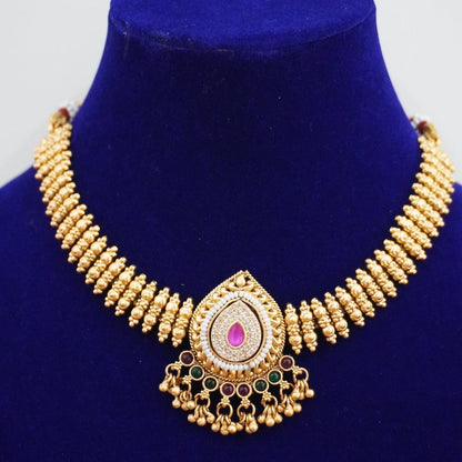 Pink Antique Temple Necklace Set