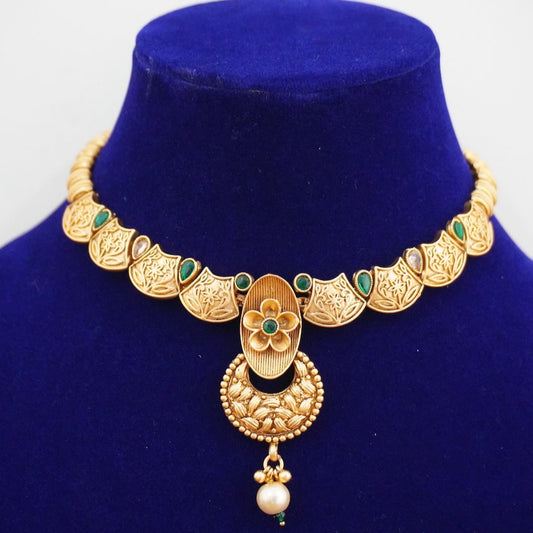 BLOSSOM Antique Gold Kundan Choker Necklace