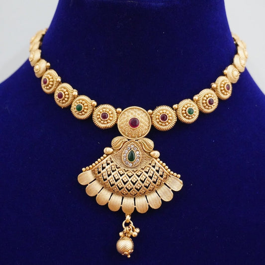 FAB Antique Gold Kundan Necklace Set