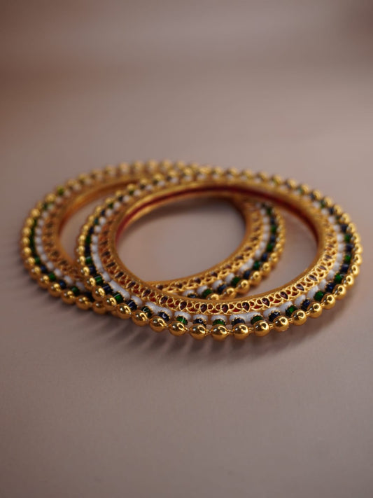 Exquisite Bangles with Intricate Beadwork & Enamel Detailing