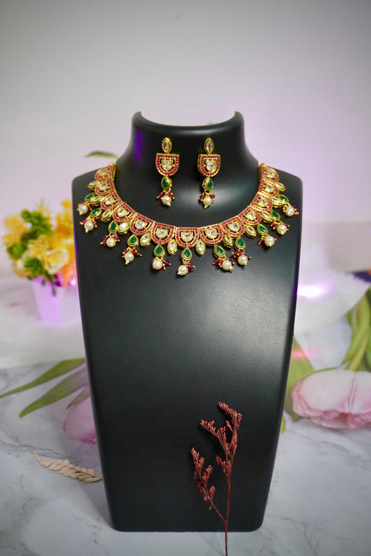 Gold Plated Kundan Necklace GPK007