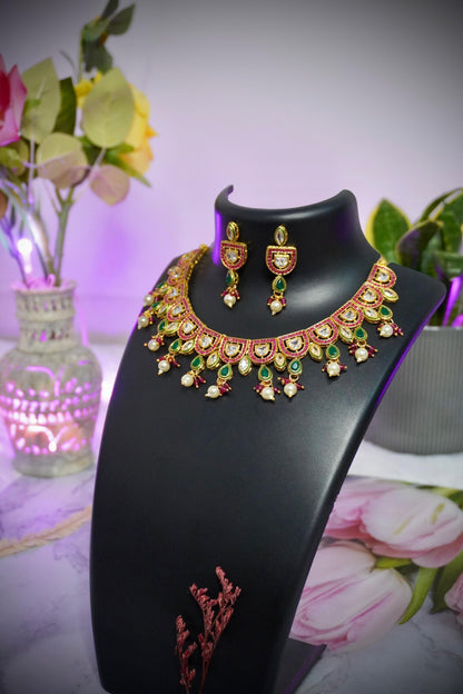 Gold Plated Kundan Necklace GPK007