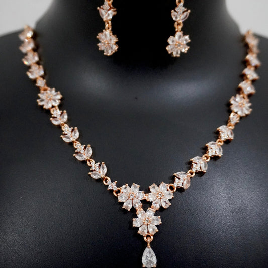 rose gold ad necklace set white