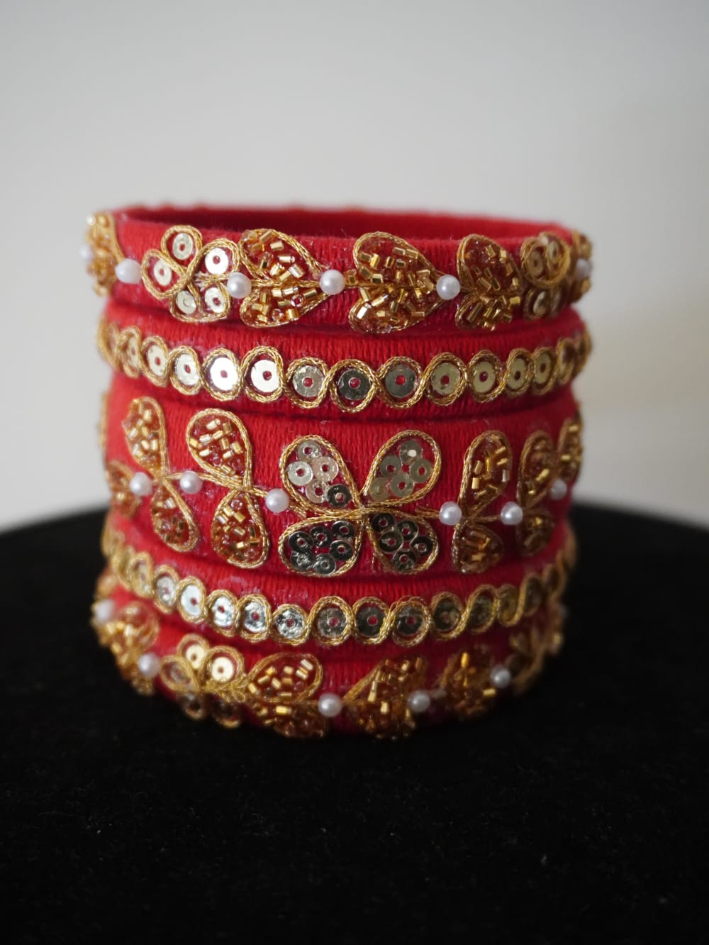 Mayuri Golden Work Red Traditional Bangles