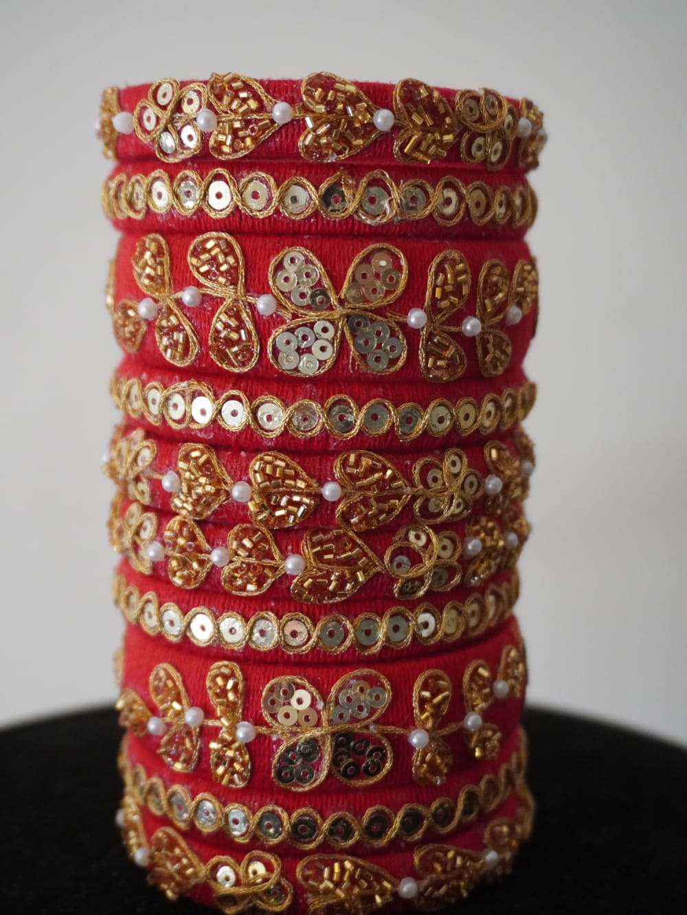 Mayuri Golden Work Red Traditional Bangles