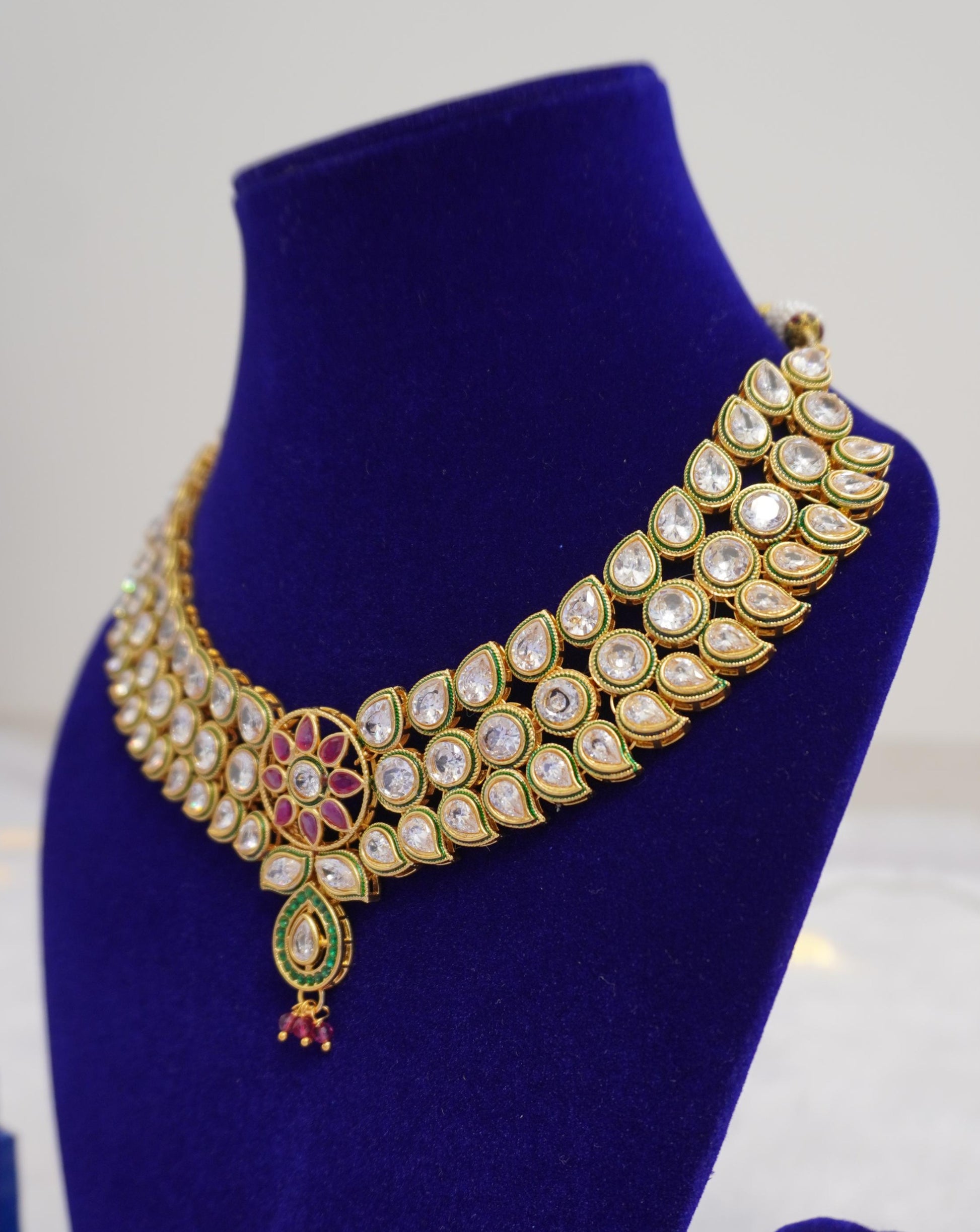 pink kundan necklace set