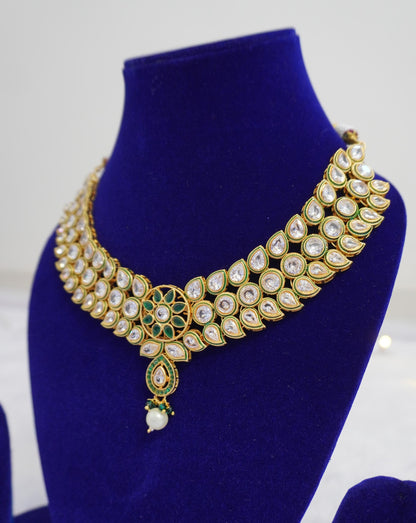 green kundan necklace set