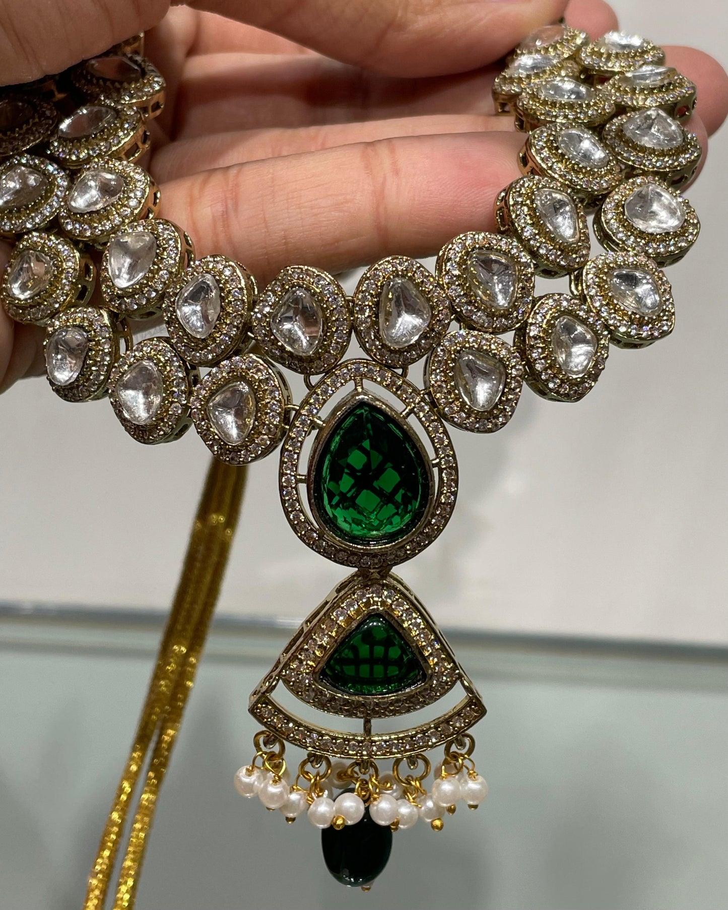 Ashi's Green Kundan Necklace K091