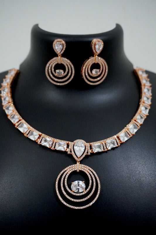 White AD Necklace and Earrings Set