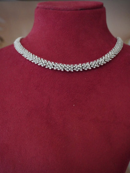 Yatisha silver American diamond necklace