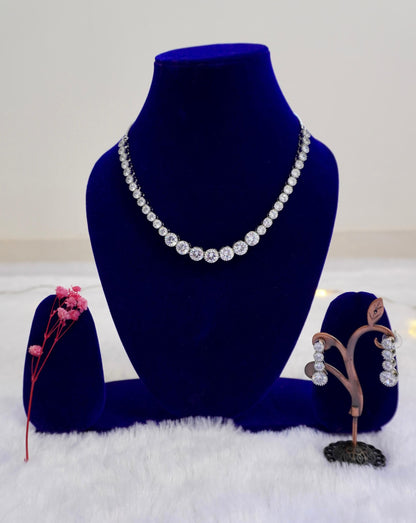 Silver AD Necklace and Earrings Set