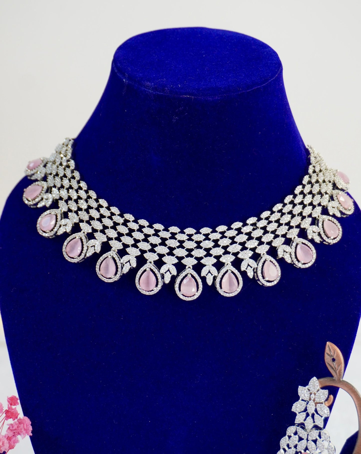 Bridal Pink AD Necklace Set