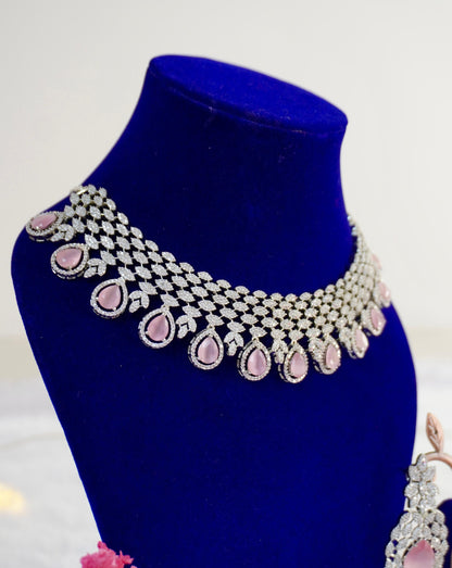 Bridal Pink AD Necklace Set