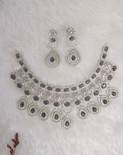 purple ad necklace and earrings set