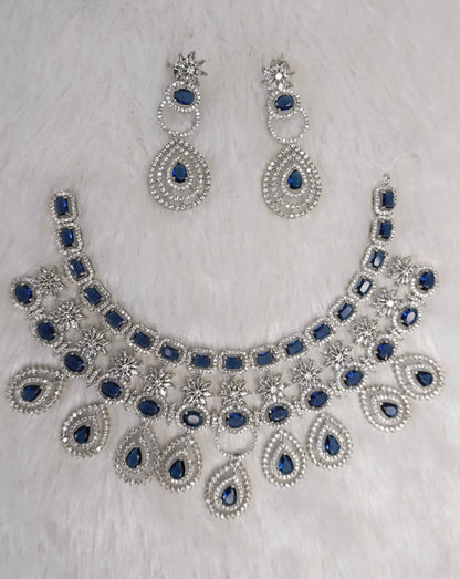 blue ad necklace and earrings set