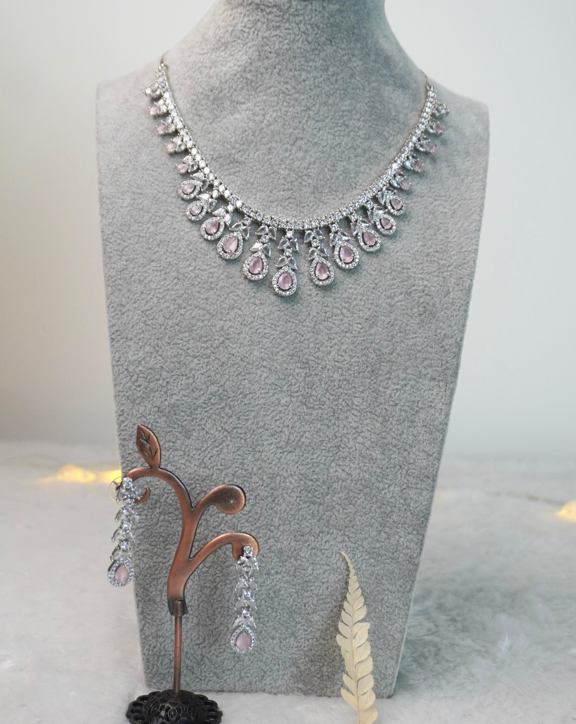 pastel pink ad necklace set