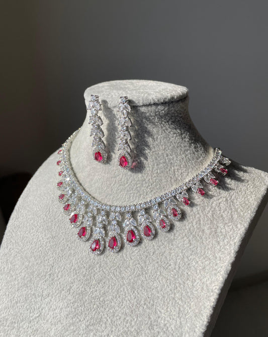 Pink AD Necklace Set 042