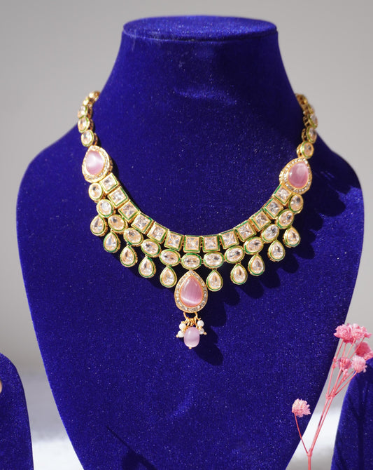 pink kundan necklace
