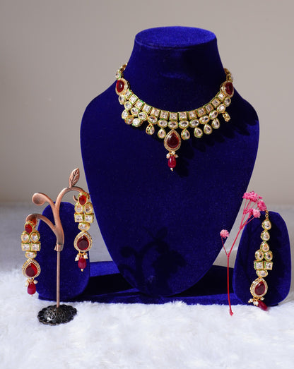 red kundan necklace set