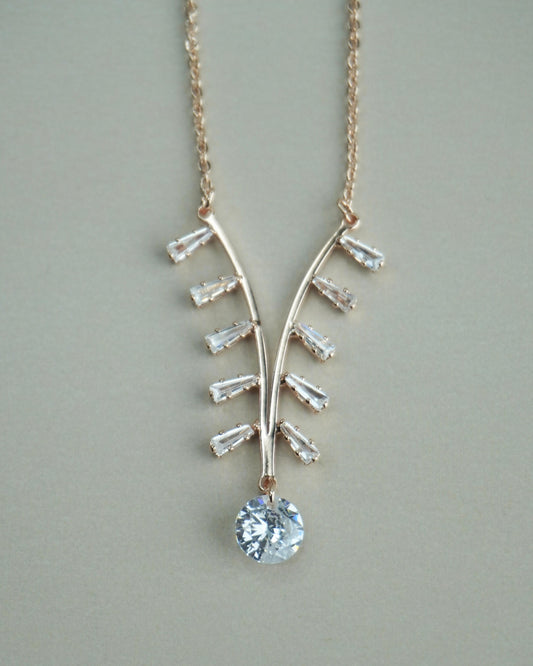 Rose Gold AD Pendant Necklace C006