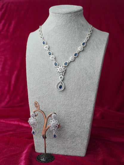 blue ad necklace and earrings set