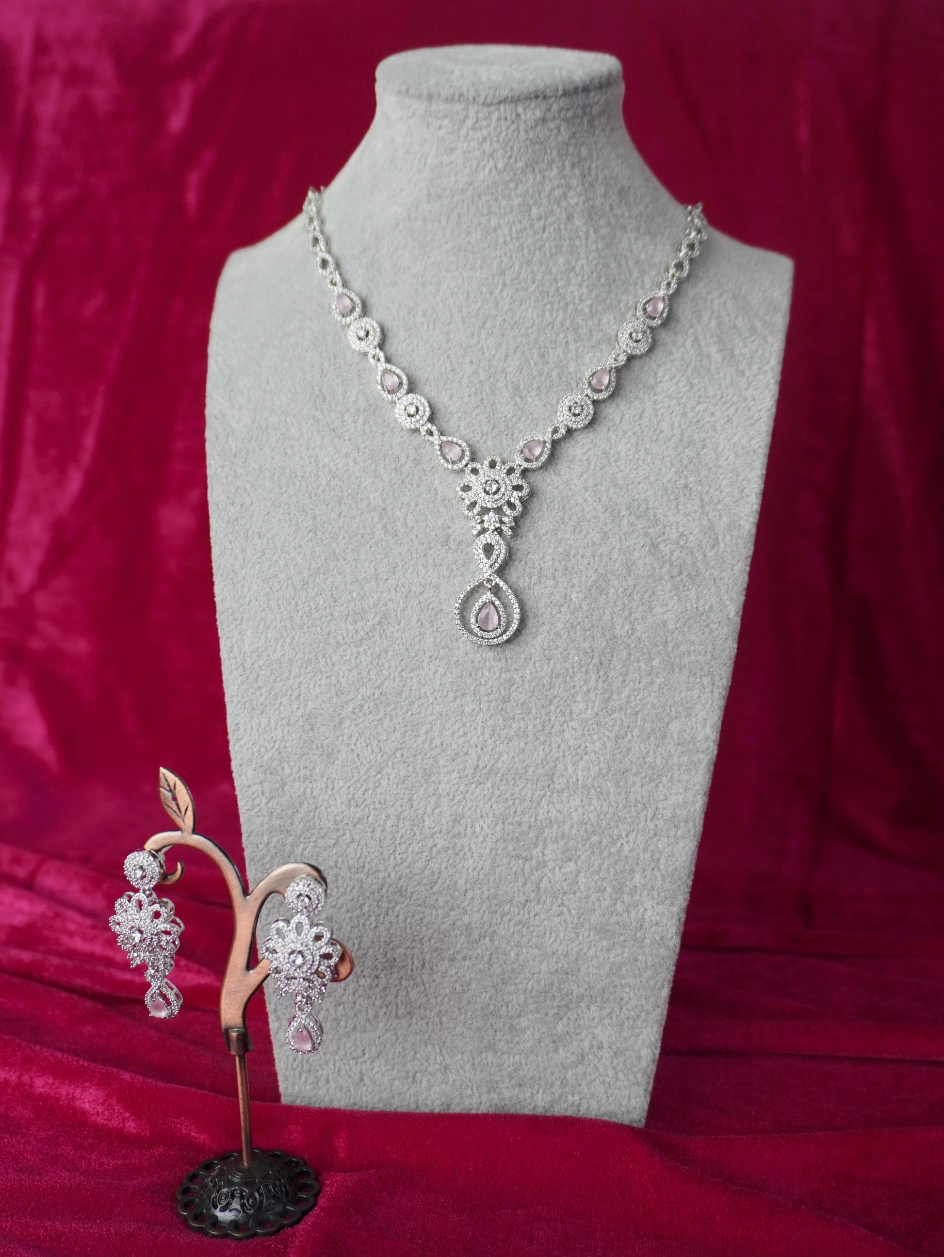 pastel pink ad necklace set