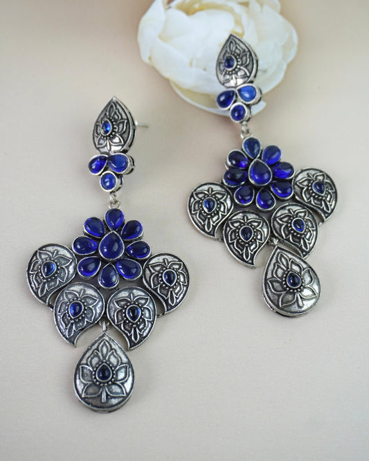 Blue Stone Long Earring E011