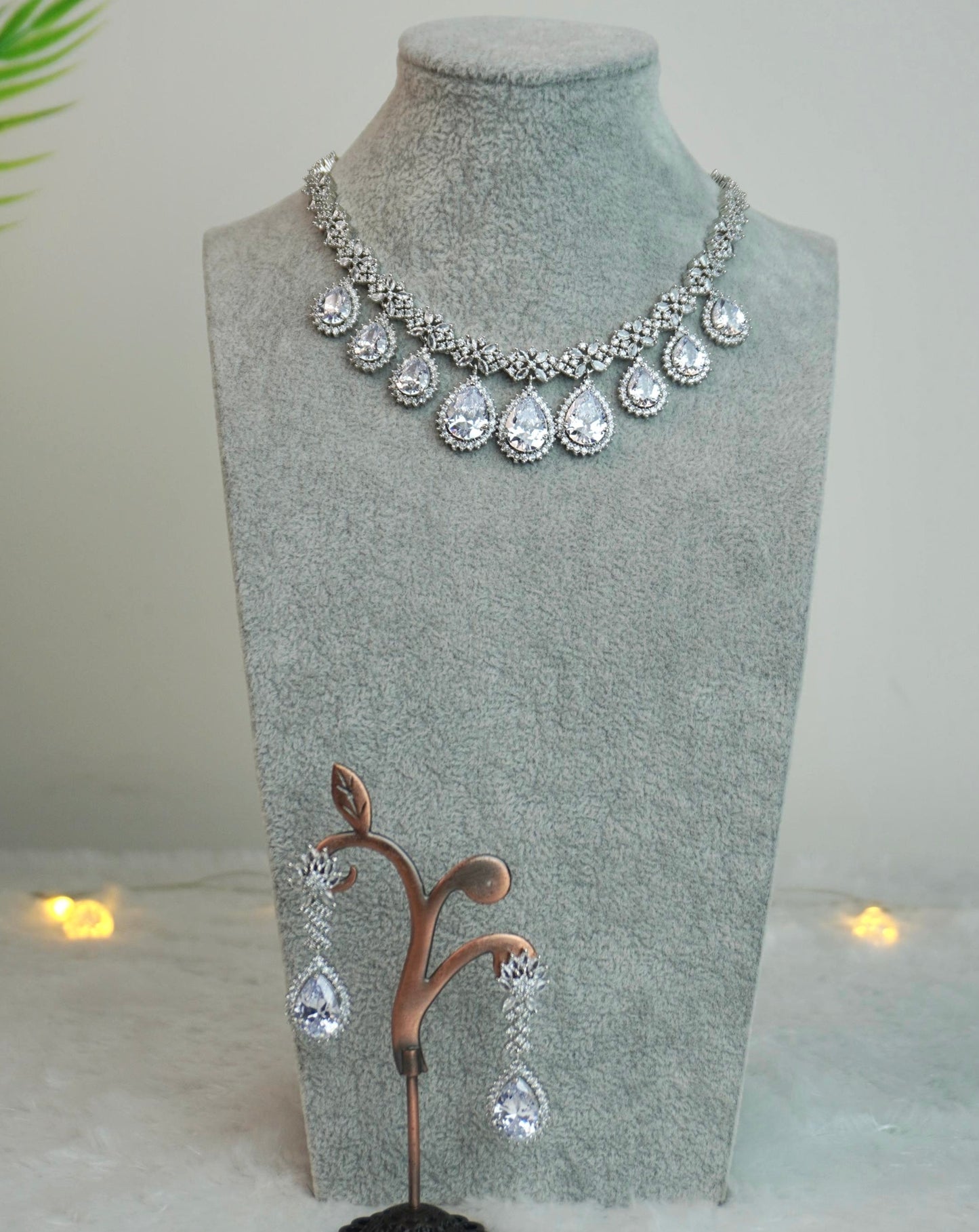 fancy american diamond jewellery set