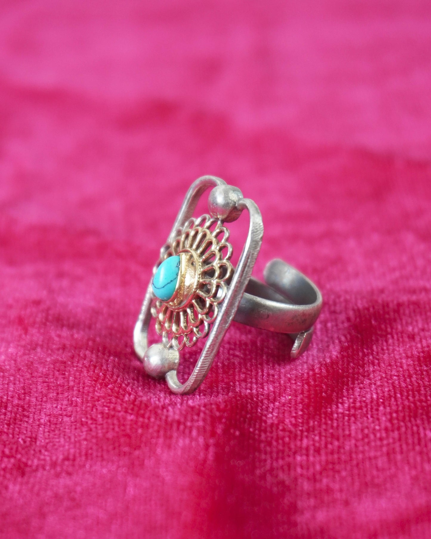 German Silver Turquoise  Stone Ring GSR004