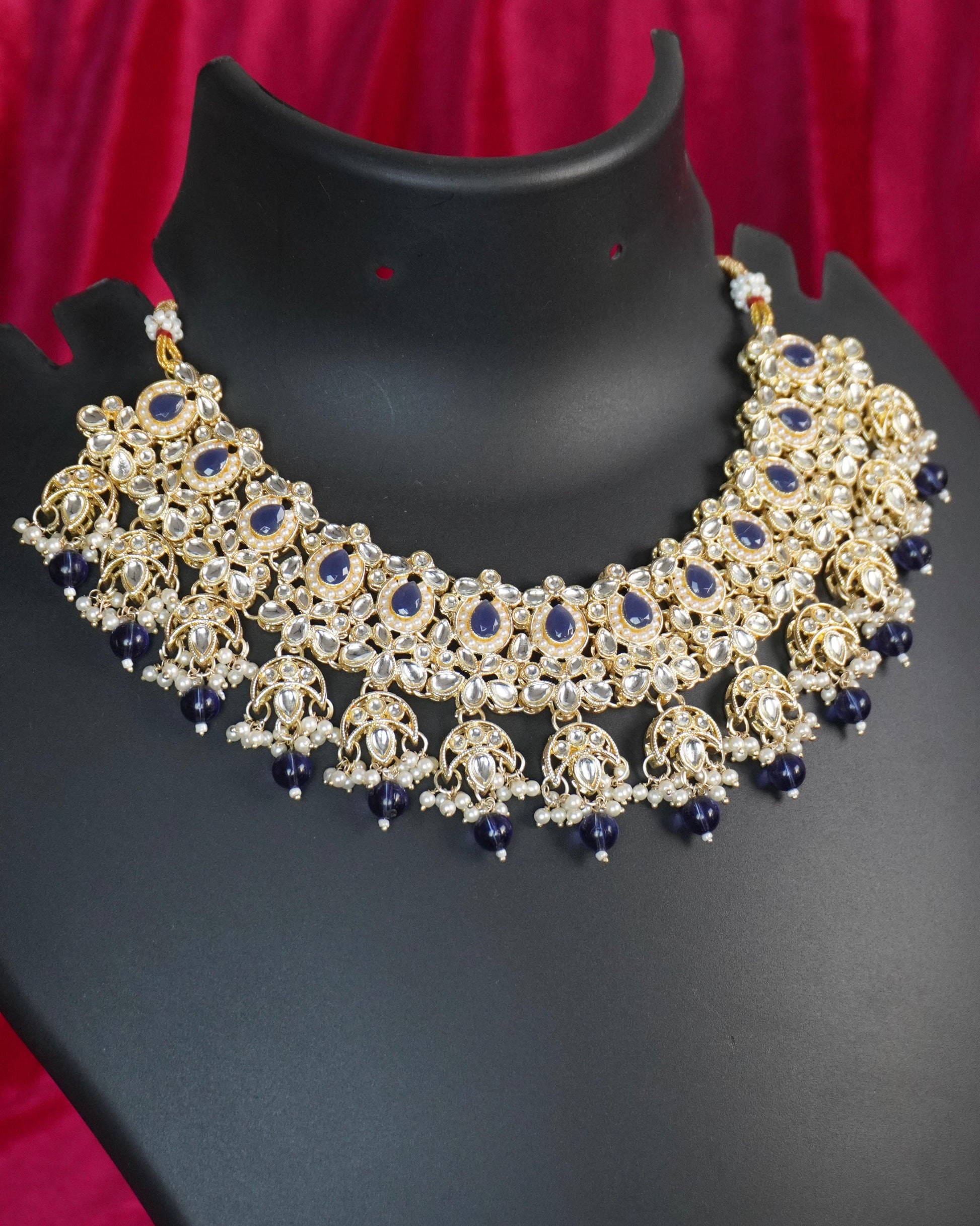 blue kundan necklace set