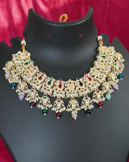 multi colour kundan necklace set