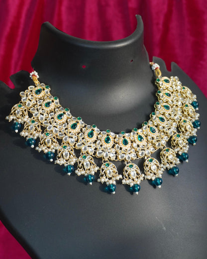 iris blue kundan necklace set