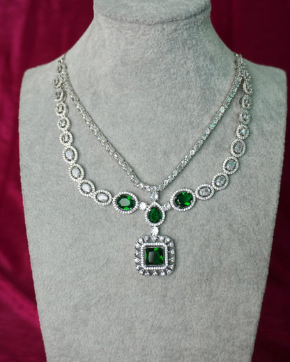 green layered ad necklace