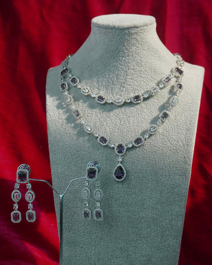 layered american diamond necklace set