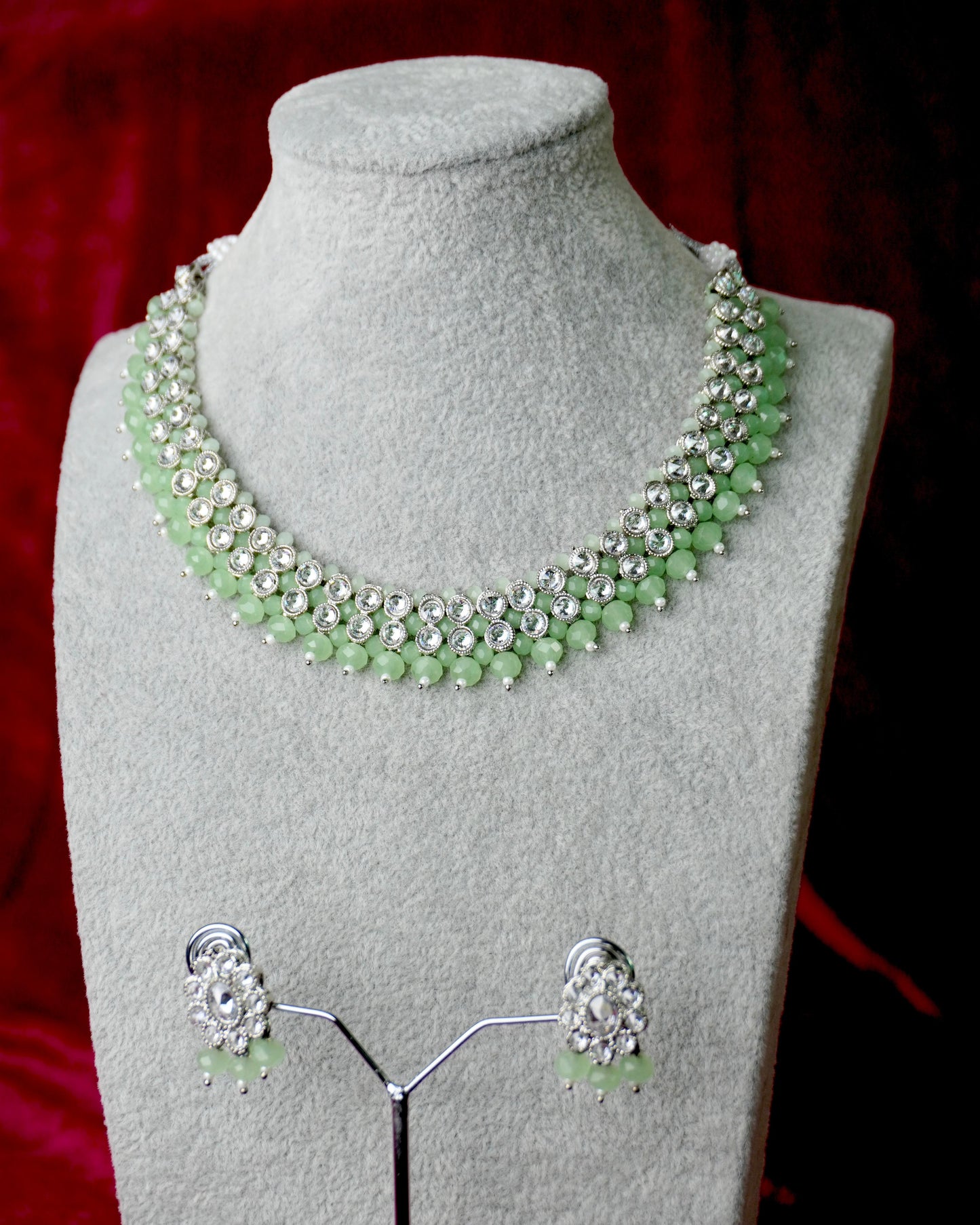 Light Green AD Stone Necklace Set