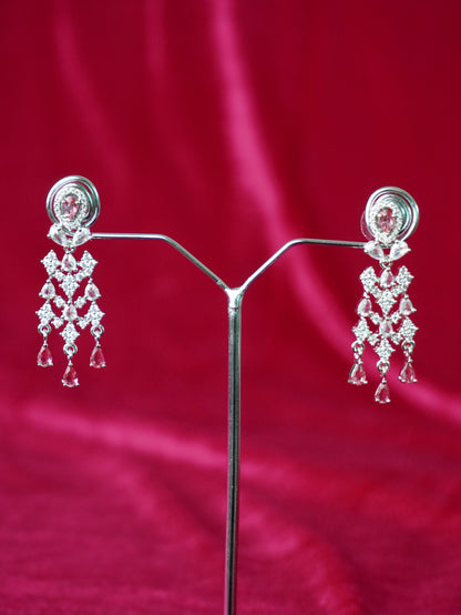 Pink american diamond earrings