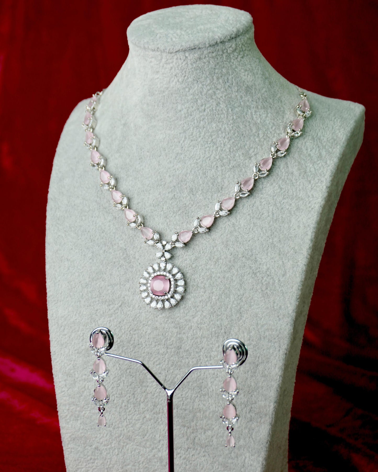 pink ad necklace set