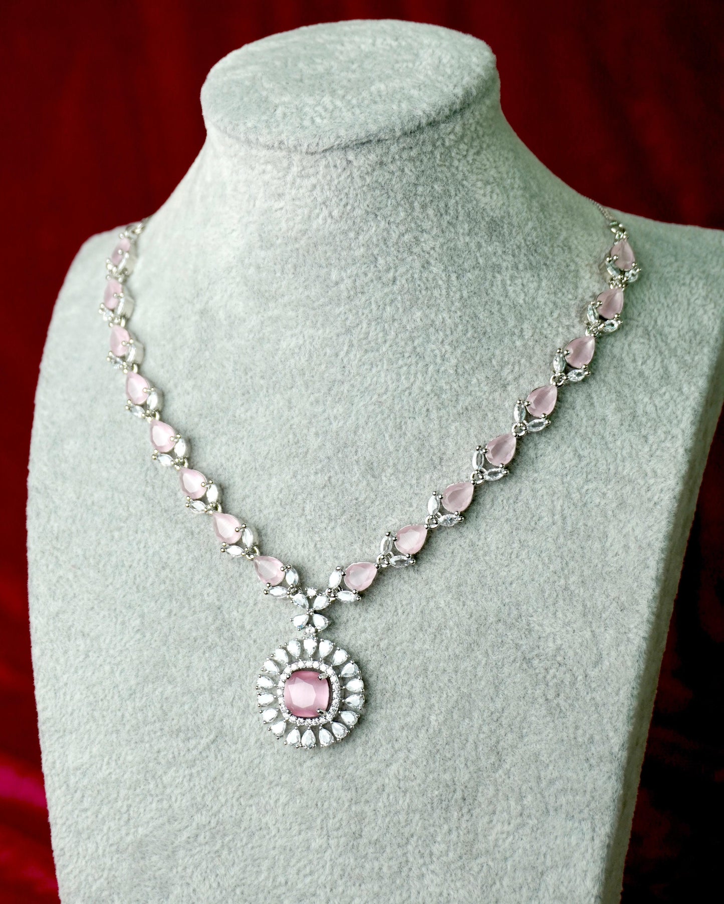 light pink pendant ad necklace