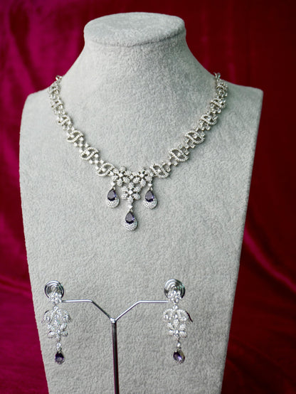 voilet ad stone necklace set